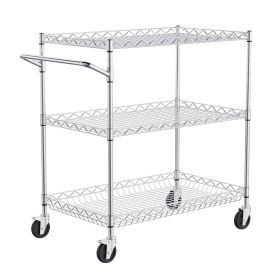 Kitchen Utility Cart, 3 Tiers, Wire Rolling Cart with 661LBS Capacity, Steel Service Cart on Wheels