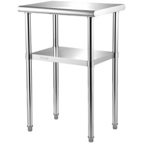 Stainless Steel Prep Table, 24 x 18 x 36 Inch, 600lbs Load Capacity Heavy Duty Metal Worktable with Adjustable Undershelf & Feet