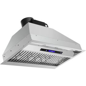 Insert Range Hood, 900CFM 4-Speed, 30 Inch Stainless Steel Built-in Kitchen Vent with Touch & Remote Control LED Lights Baffle Filters