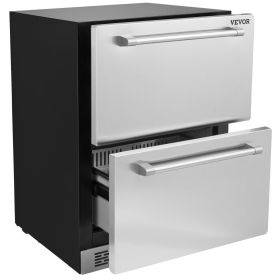 24 inch Undercounter Refrigerator, 2 Drawer Refrigerator with Different Temperature, 4.87 Cu.ft. Capacity