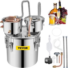 Moonshine Still Stainless Steel Water Alcohol Distiller Copper Tube With Circulating Pump Home Brewing Kit Build-in Thermometer for DIY Whisky Wi