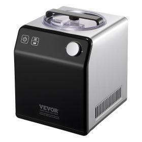 Upright Automatic Ice Cream Maker with Built-in Compressor, 2 Quart No Pre-freezing Fruit Yogurt Machine, Stainless Steel Electric Sorbet Maker