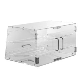 Pastry Display Case, 2-Tier Commercial Countertop Bakery Display Case, Acrylic Display Box with Rear Door Access & Removable Shelves
