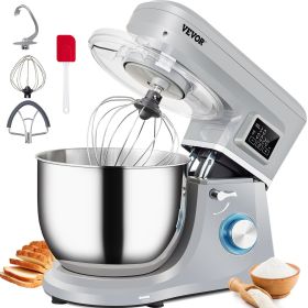 Stand Mixer, 660W Electric Dough Mixer with 6 Speeds LCD Screen Timing, Tilt-Head Food Mixer with 7.4 Qt Stainless Steel Bowl, Dough Hook, Flat B