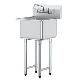 Stainless Steel Prep & Utility Sink, 1 Compartment Free Standing Small Sink Include Faucet & legs, 18"x41" Commercial Single Bowl Sinks for Garag
