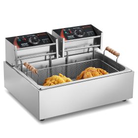 Commercial Deep Fryer, 3000W Electric Turkey Fryer with 3 Removable Baskets, Large Capacity 18Qt / 17L Stainless Steel Countertop Single Oil Frye