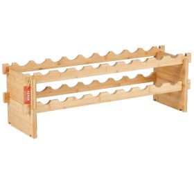 18 Bottle Stackable Modular Wine Rack, 2-Tier Solid Bamboo Wood Storage Racks, Floor Freestanding Wines Holder Display Shelf