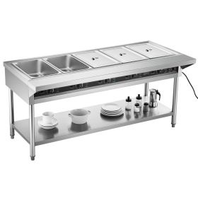 5-Pan Commercial Food Warmer, Electric Steam Table with Independent Temperature Control